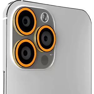 Apple iPhone 13 Pro/13 Pro Max Fosforlu Turuncu Kamera Koruyucu
