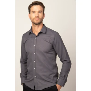 Modern Fit Uzun Kol Armürlü Kravatlık Erkek Gömlek