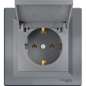 Schneider Electric Schneider Asfora Plus Çelik Kapaklı Topraklı Priz Çerçeveli - EPH3100162