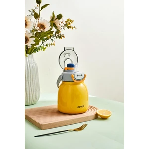 1000ML Çelik Termos Çift Kullanım Pipetli/ Rahat Içim Askılı Sticker Armağanlı 6 Saat Yalıtım