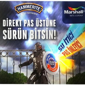 MARSHALL HAMMERİTE SU İTİCİ PAS ÖNLEYİCİ PÜRÜZSÜZ METAL BOYASI SİYAH 0,75 LT