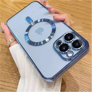 iPhone 13 Pro Max Uyumlu Kılıf Magsafe Şarj Özellikli Kamera ve Lens Korumalı Esnek Silikon Dempre Case