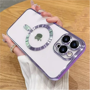iPhone 13 Pro Max Uyumlu Kılıf Magsafe Şarj Özellikli Kamera ve Lens Korumalı Esnek Silikon Dempre Case