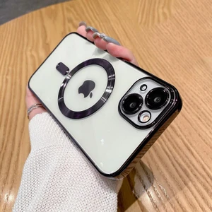 iPhone 14 Plus Uyumlu Kılıf Magsafe Şarj Özellikli Kamera ve Lens Korumalı Esnek Silikon Dempre Case
