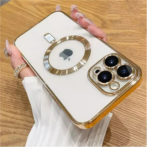 iPhone 13 Pro Max Uyumlu Kılıf Magsafe Şarj Özellikli Kamera ve Lens Korumalı Esnek Silikon Dempre Case