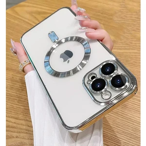 iPhone 14 Pro Max Uyumlu Kılıf Magsafe Şarj Özellikli Kamera ve Lens Korumalı Esnek Silikon Dempre Case