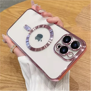 iPhone 14 Pro Max Uyumlu Kılıf Magsafe Şarj Özellikli Kamera ve Lens Korumalı Esnek Silikon Dempre Case