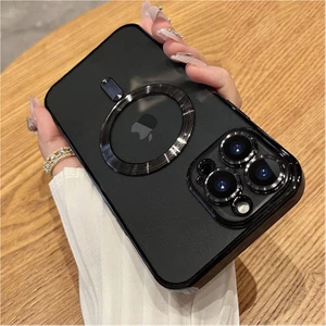 iPhone 13 Pro Max Uyumlu Kılıf Magsafe Şarj Özellikli Kamera ve Lens Korumalı Esnek Silikon Dempre Case