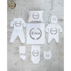Yzc Home E68 Isme Özel,ısimli, Erkek Bebek 10LU Beyaz Hastane Çıkışı