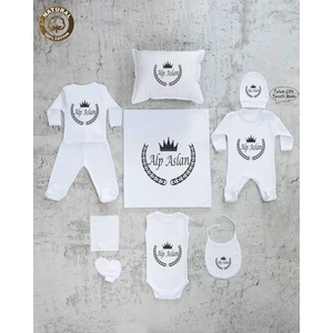 Yzc Home E61 Isme Özel,ısimli, Erkek Bebek 10LU Beyaz Hastane Çıkışı