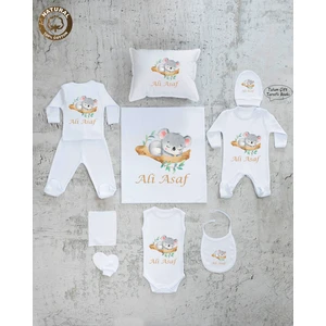 Yzc Home E103 Isme Özel,ısimli, Erkek Bebek 10LU Beyaz Hastane Çıkışı