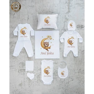 Yzc Home E57 Isme Özel,ısimli, Erkek Bebek 10LU Beyaz Hastane Çıkışı