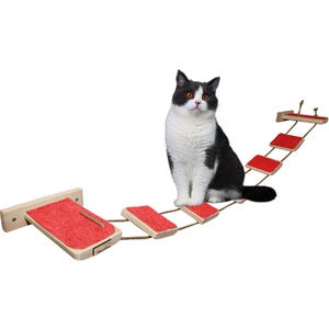 Barış Dizayn Tırmalama Halısı Kaplı Ipli Kedi Merdiveni Kedi Köprüsü Duvar Yürüyüş Yolu Parkur (120CM)