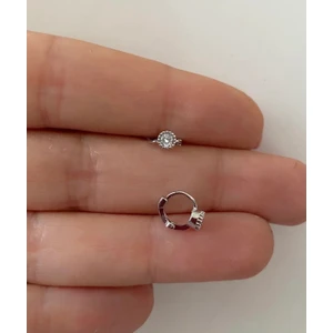 Ares Collection Cerrahi Çelik Tek Taş Mini Halka Tragus Piercing