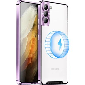 Samsung Galaxy S21 Fe 5g Manyetik Adsorpsiyon Mat Tpu Geri + Metal Kenar Entegre Lens Koruma Bum Telefon Kılıfı (Yurt Dışından)