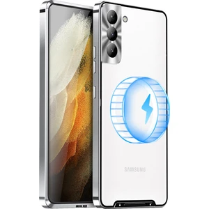 Samsung Galaxy S21 Fe 5g Manyetik Adsorpsiyon Mat Tpu Geri + Metal Kenar Entegre Lens Koruma Bum Telefon Kılıfı (Yurt Dışından)