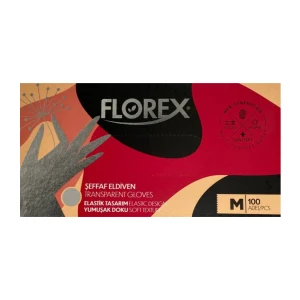 Dermo Golden Florex Şeffaf Eldiven M Beden Iı Hijyenik Kaymaz ve Koku Yapmaz Iı