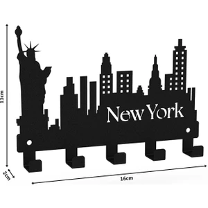 Newyork Temalı Metal Anahtarlık Askısı Siyah