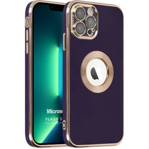 Apple iPhone 12 Pro Max Kılıf Flash Stamp Koyu Mor
