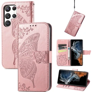 Shin-Wo Samsung Galaxy S22 Ultra Için Flip Cüzdan Kılıfı Kelebek Baskılı Flip Deri Kılıf (Yurt Dışından)