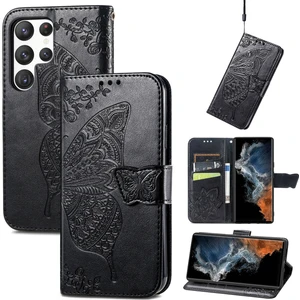 Shin-Wo Samsung Galaxy S22 Ultra Için Flip Cüzdan Kılıfı Kelebek Baskılı Flip Deri Kılıf (Yurt Dışından)