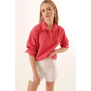 3900 Oversize Uzun Basic Gömlek - Nar