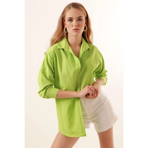 3900 Oversize Uzun Basic Gömlek - G.yeşil