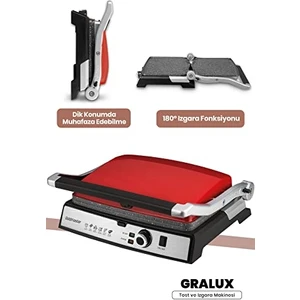 Gralux Paslanmaz Çelik 2000 Watt Granit Çıkarılabilir Plakalı Tost ve Izgara Makinesi