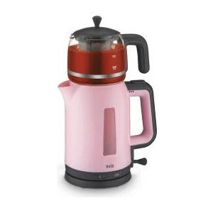 Evia çayzade Pembe 200 Watt Cam Demlikli Bpa Içermeyen Çay Makinesi ve Su Isıtıcısı