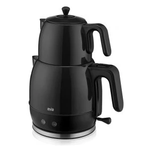 ladem Siyah 30 Bardaklık Geniş Kapasiteli 2200 Watt Paslanmaz Çelik Çay Makinesi ve Su Isıtıcısı