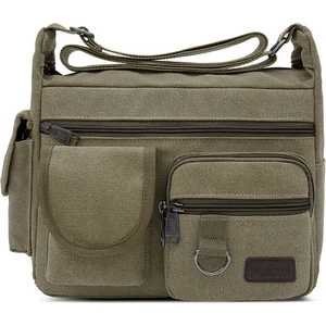 Tuval Büyük Kapasiteli Çok Katmanlı Crossbody Çanta (Yurt Dışından)