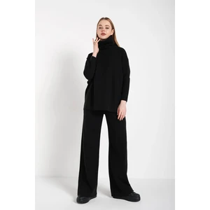 Kadın Selanik Kumaş Boğaz Detaylı Oversize Takım