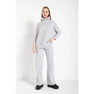 Kadın Selanik Kumaş Boğaz Detaylı Oversize Takım