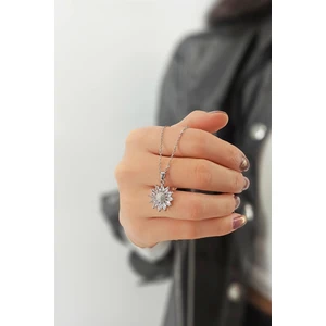 ÇLK Accessories Çelik Zirkon Taş Çiçek Kolye TRKOLYE50208