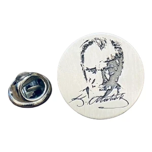 Kuyumcudan Atatürk Yuvarlak Gümüş Yaka Rozeti