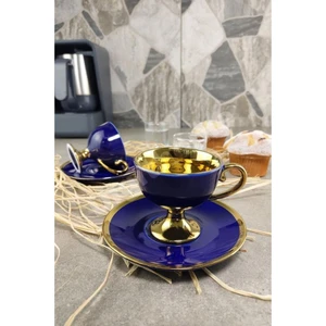 Kosova Porselen 2 Kişilik Yaldızlı Kahve Fincan Takımı Lacivert - Ist-63
