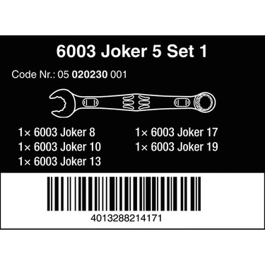 Wera 6003 Joker Kombine Anahtar 5'li Set 05020230001 Fiyatı