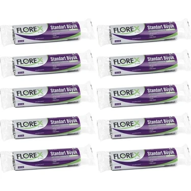 Florex Standart Büyük Boy Çöp Torbası Siyah 65 x 80 cm 10 x