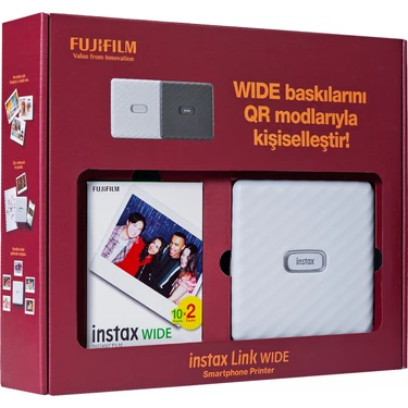 Instax Link Wide Beyaz Akıllı Telefon Yazıcısı Bundle