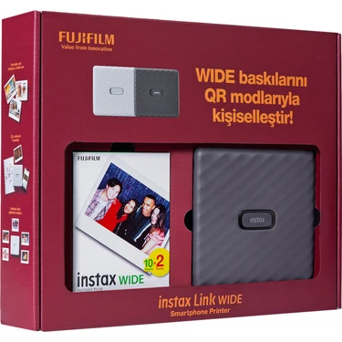 Instax Link Wide Gri Akıllı Telefon Yazıcısı Bundle