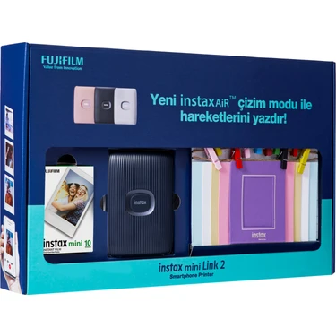 Instax Mini Link 2 Uzay Mavisi Akıllı Telefon Yazıcısı Bundle