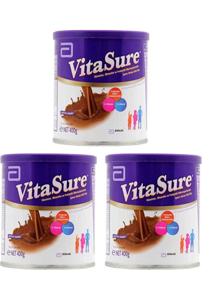 Vitasure Çikolata Aromalı 400 gr 3 Adet