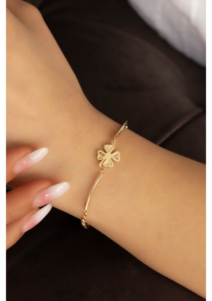 Altın Kalpli Yonca Bileklik