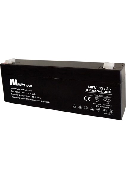 2.2 Ah /12V Kurşun / Asit Kuru Tip Akü Mrw-12/2.2