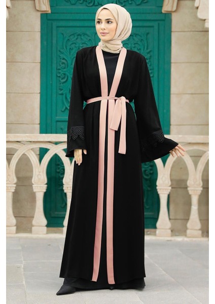 - Kemerli Pudra Tesettür Abaya 55440PD