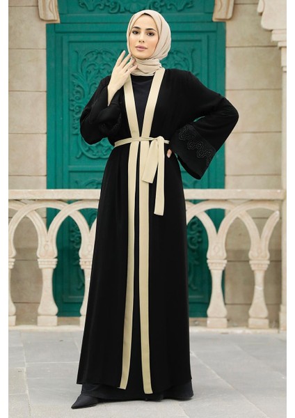 - Kemerli Bej Tesettür Abaya 55440BEJ