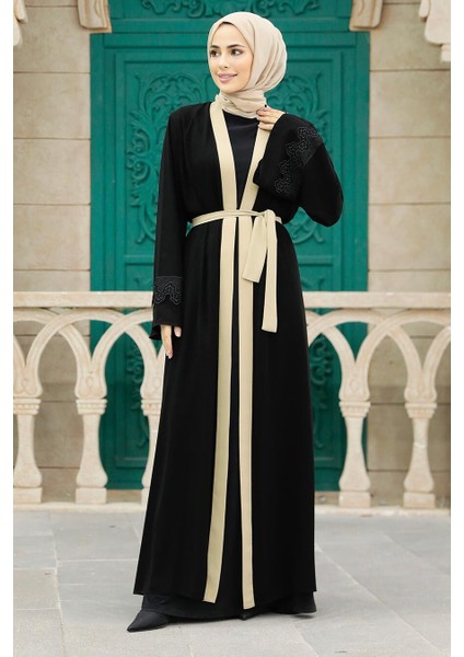 - Kemerli Bej Tesettür Abaya 55440BEJ