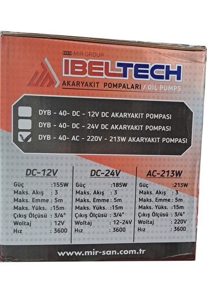 Akaryakıt Pompası DYB-40-AC-220V-213W