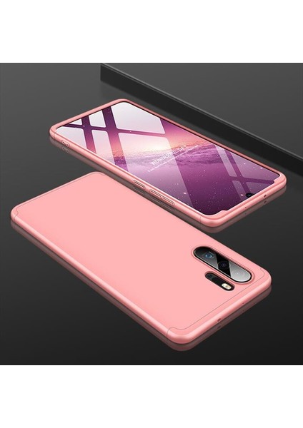 Huawei P30 Pro Kılıf New 360 Derece Tam Koruma Kılıf Rose Gold