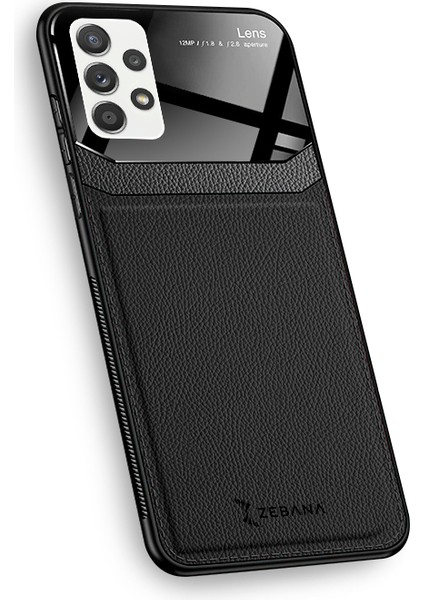 Samsung Galaxy A52 5g Kılıf Zebana Lens Deri Kılıf Siyah
